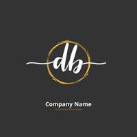 DB Initial handwriting and signature logo design with circle. Beautiful design handwritten logo for fashion, team, wedding, luxury logo. vector