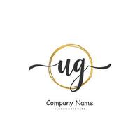 UG Initial handwriting and signature logo design with circle. Beautiful design handwritten logo for fashion, team, wedding, luxury logo. vector