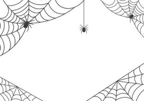 Spiders and cobweb background, scary halloween symbol isolated on white background vector