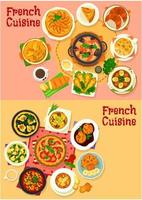 French national cuisine healthy dishes vector
