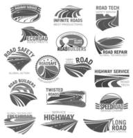 Asphalt road, highway and speed freeway symbol set vector