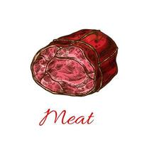 Beef meat roll sketch for food design vector