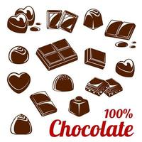 Chocolate bar and candy icon set for food design vector