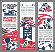 Football sport match banner of soccer championship vector