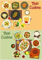 Thai cuisine icon set for tasty asian food design vector