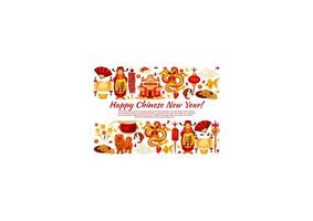 Chinese New Year symbols vector greeting card