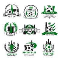 Vector soccer sport bar football beer pub icons