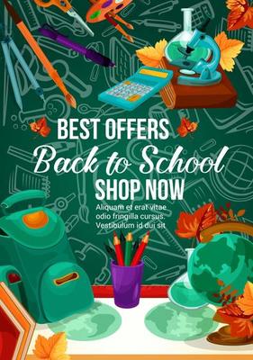 Back to School vector stationery sale poster