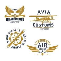 iconos de estilo retro de aviación y avión vector