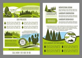 Landscape design business brochure template vector
