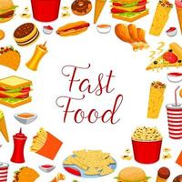 Fast food restaurant meal frame poster design vector