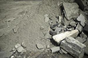 Construction waste. Broken stone. Building material. photo