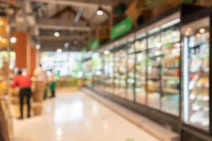 supermarket grocery store aisle and shelves blurred background photo