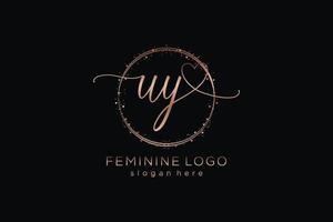 Initial UY handwriting logo with circle template vector logo of initial wedding, fashion, floral and botanical with creative template.