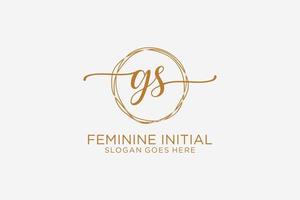 Initial GS beauty monogram and elegant logo design handwriting logo of initial signature, wedding, fashion, floral and botanical with creative template. vector