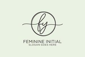 Initial FY handwriting logo with circle template vector logo of initial signature, wedding, fashion, floral and botanical with creative template.