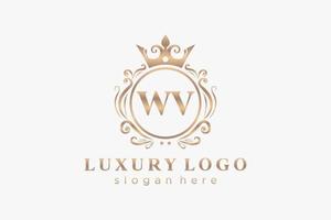 plantilla de logotipo de lujo real de letra wv inicial en arte vectorial para restaurante, realeza, boutique, cafetería, hotel, heráldica, joyería, moda y otras ilustraciones vectoriales. vector