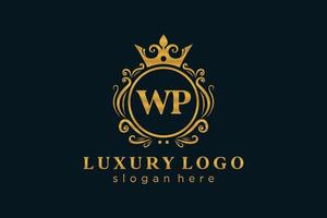 Initial WP Letter Royal Luxury Logo template in vector art for Restaurant, Royalty, Boutique, Cafe, Hotel, Heraldic, Jewelry, Fashion and other vector illustration.