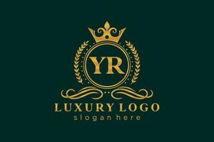 Initial YR Letter Royal Luxury Logo template in vector art for Restaurant, Royalty, Boutique, Cafe, Hotel, Heraldic, Jewelry, Fashion and other vector illustration.