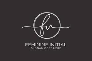 Initial FV handwriting logo with circle template vector logo of initial signature, wedding, fashion, floral and botanical with creative template.