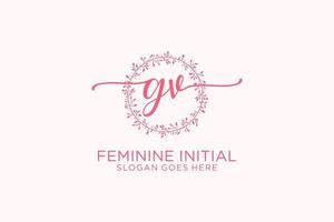 Initial GV beauty monogram and elegant logo design handwriting logo of initial signature, wedding, fashion, floral and botanical with creative template. vector