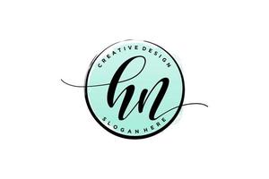 Initial HN handwriting logo with circle template vector signature, wedding, fashion, floral and botanical with creative template.