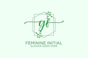 Initial GF beauty monogram and elegant logo design handwriting logo of initial signature, wedding, fashion, floral and botanical with creative template. vector