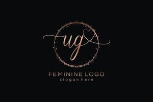 Initial UG handwriting logo with circle template vector logo of initial wedding, fashion, floral and botanical with creative template.