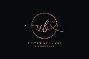 Initial UB handwriting logo with circle template vector logo of initial wedding, fashion, floral and botanical with creative template.