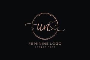 Initial UN handwriting logo with circle template vector logo of initial wedding, fashion, floral and botanical with creative template.