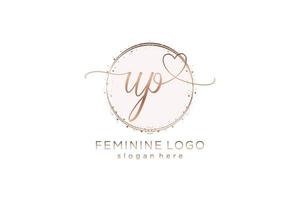 Initial UP handwriting logo with circle template vector logo of initial wedding, fashion, floral and botanical with creative template.