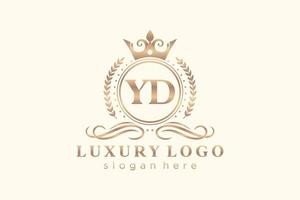 Initial YD Letter Royal Luxury Logo template in vector art for Restaurant, Royalty, Boutique, Cafe, Hotel, Heraldic, Jewelry, Fashion and other vector illustration.