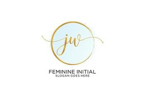 Initial JW handwriting logo with circle template vector signature, wedding, fashion, floral and botanical with creative template.