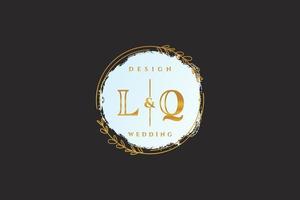 Initial LQ beauty monogram and elegant logo design handwriting logo of initial signature, wedding, fashion, floral and botanical with creative template. vector