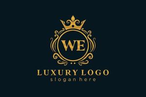 Initial WE Letter Royal Luxury Logo template in vector art for Restaurant, Royalty, Boutique, Cafe, Hotel, Heraldic, Jewelry, Fashion and other vector illustration.