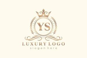 Initial YS Letter Royal Luxury Logo template in vector art for Restaurant, Royalty, Boutique, Cafe, Hotel, Heraldic, Jewelry, Fashion and other vector illustration.