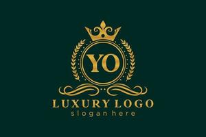 Initial YO Letter Royal Luxury Logo template in vector art for Restaurant, Royalty, Boutique, Cafe, Hotel, Heraldic, Jewelry, Fashion and other vector illustration.