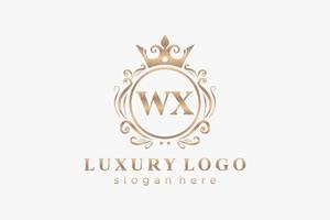 plantilla de logotipo de lujo real de letra wx inicial en arte vectorial para restaurante, realeza, boutique, cafetería, hotel, heráldica, joyería, moda y otras ilustraciones vectoriales. vector