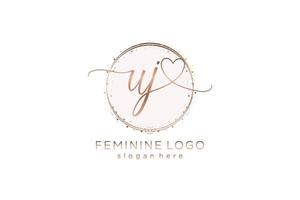 Initial UJ handwriting logo with circle template vector logo of initial wedding, fashion, floral and botanical with creative template.