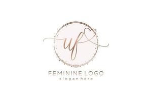 Initial UF handwriting logo with circle template vector logo of initial wedding, fashion, floral and botanical with creative template.