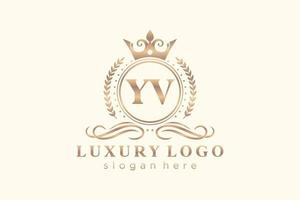 Initial YV Letter Royal Luxury Logo template in vector art for Restaurant, Royalty, Boutique, Cafe, Hotel, Heraldic, Jewelry, Fashion and other vector illustration.