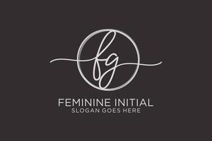 Initial FG handwriting logo with circle template vector logo of initial signature, wedding, fashion, floral and botanical with creative template.