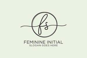 Initial FS handwriting logo with circle template vector logo of initial signature, wedding, fashion, floral and botanical with creative template.