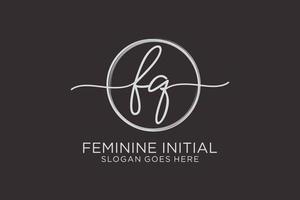 Initial FQ handwriting logo with circle template vector logo of initial signature, wedding, fashion, floral and botanical with creative template.