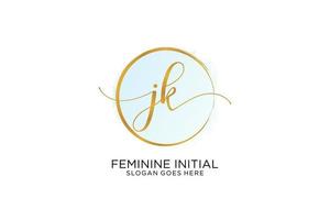 Initial JK handwriting logo with circle template vector signature, wedding, fashion, floral and botanical with creative template.