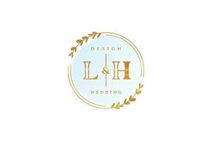 Initial LH beauty monogram and elegant logo design handwriting logo of initial signature, wedding, fashion, floral and botanical with creative template. vector