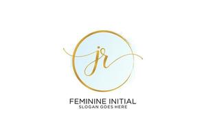 Initial JR handwriting logo with circle template vector signature, wedding, fashion, floral and botanical with creative template.