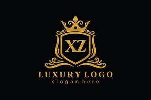 plantilla de logotipo de lujo real con letra xz inicial en arte vectorial para restaurante, realeza, boutique, cafetería, hotel, heráldica, joyería, moda y otras ilustraciones vectoriales. vector