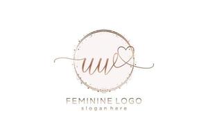 Initial UW handwriting logo with circle template vector logo of initial wedding, fashion, floral and botanical with creative template.