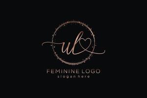Initial UL logo with circle template vector logo of initial wedding, fashion, floral and botanical with creative template.